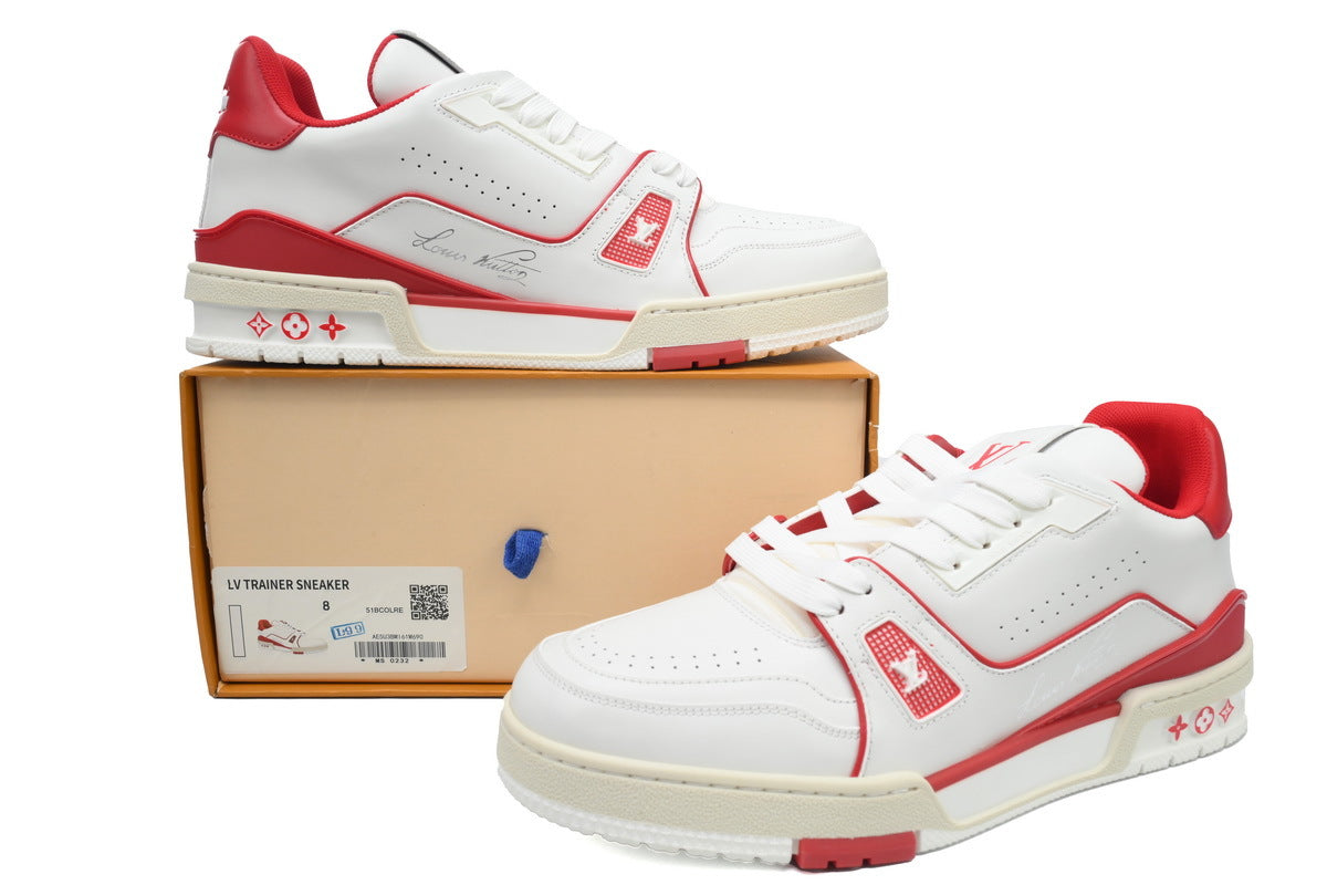 Louis Vuitton Trainer White Red