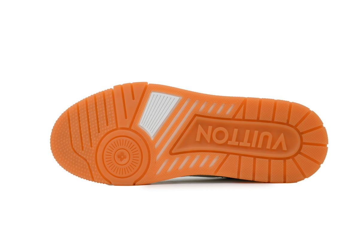 Louis Vuitton Trainer White Orange Rivet