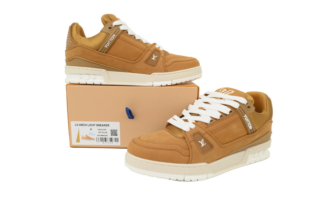 Louis Vuitton Trainer Brown Skin With White Background