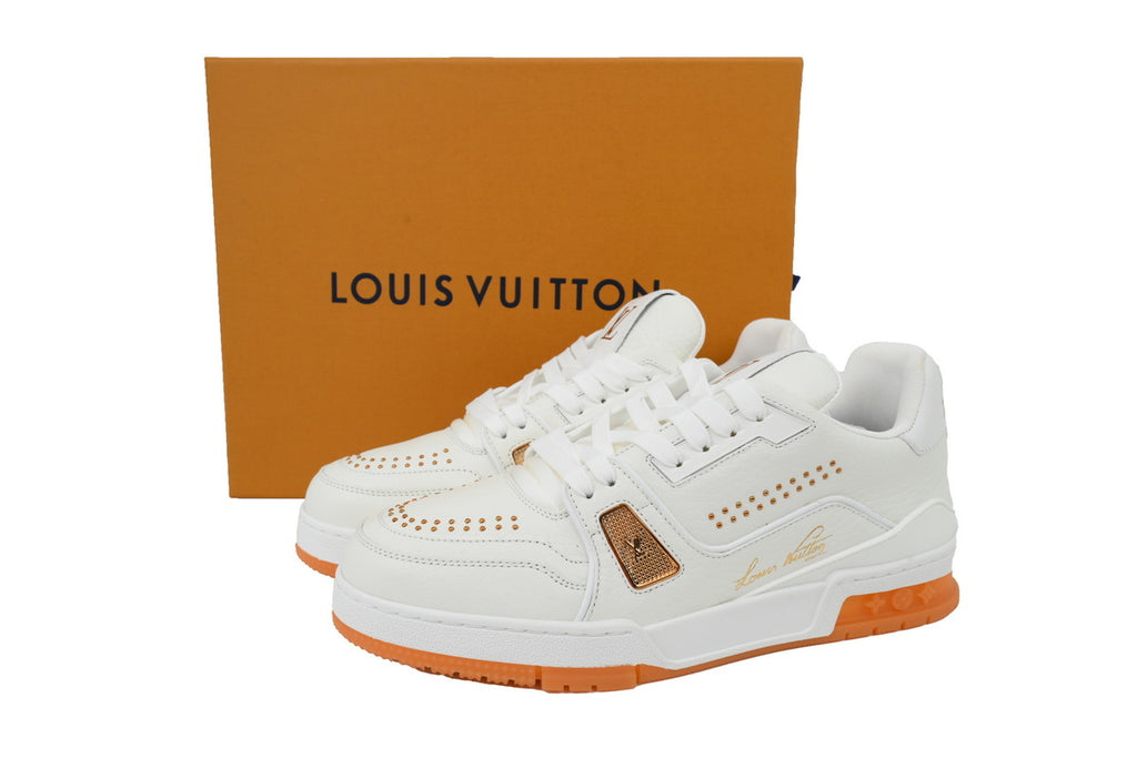 Louis Vuitton Trainer White Orange Rivet