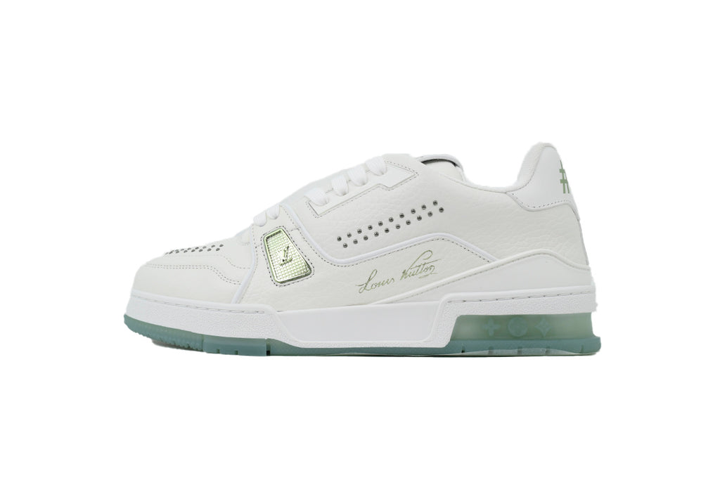 Louis Vuitton Trainer White Green Rivets