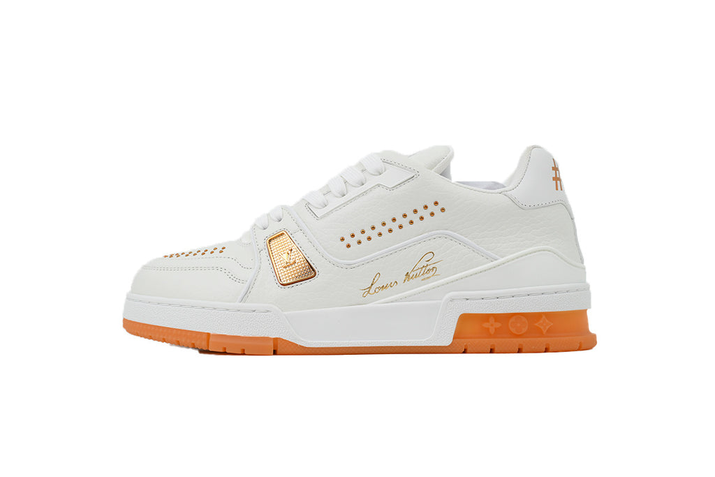 Louis Vuitton Trainer White Orange Rivet