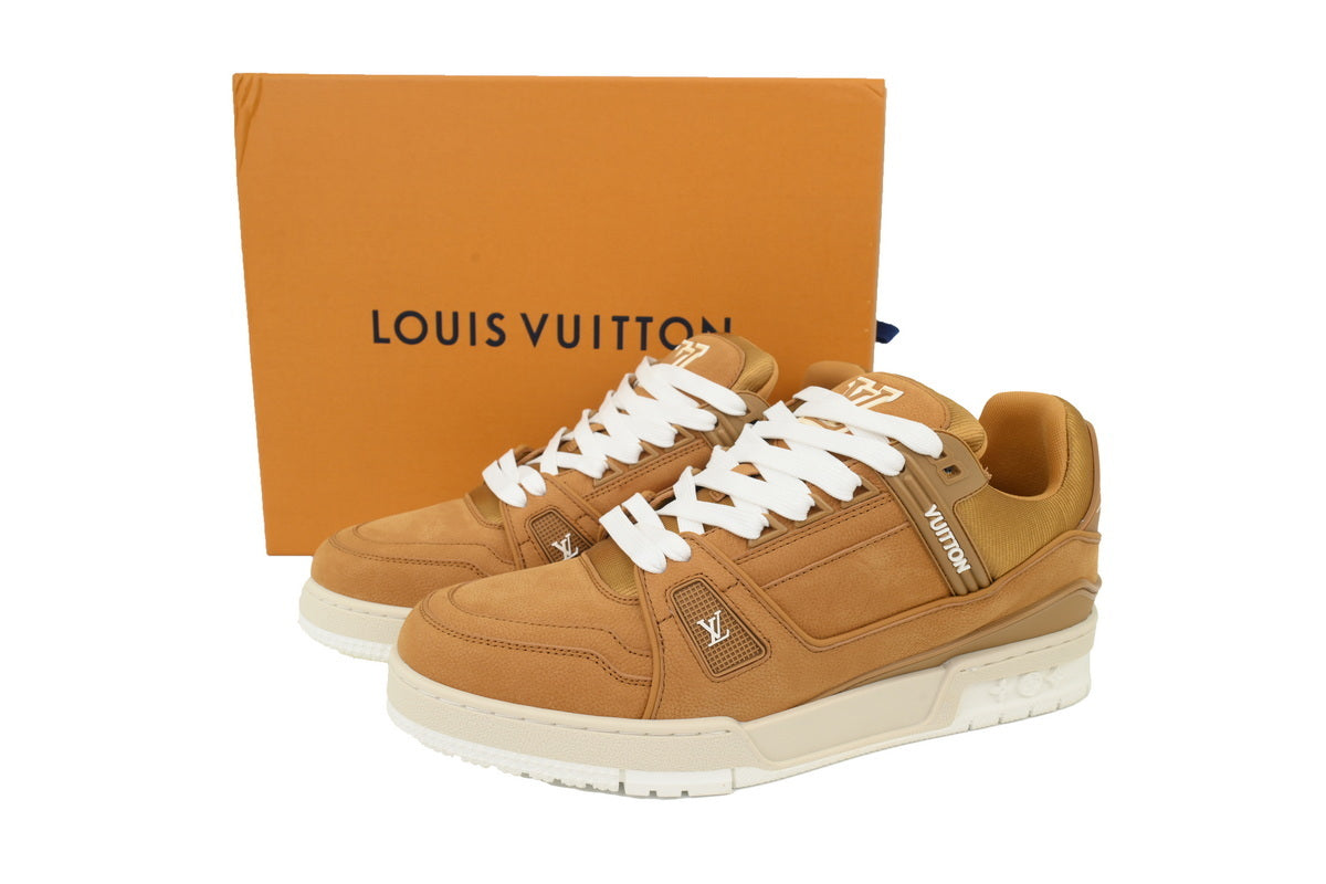 Louis Vuitton Trainer Brown Skin With White Background