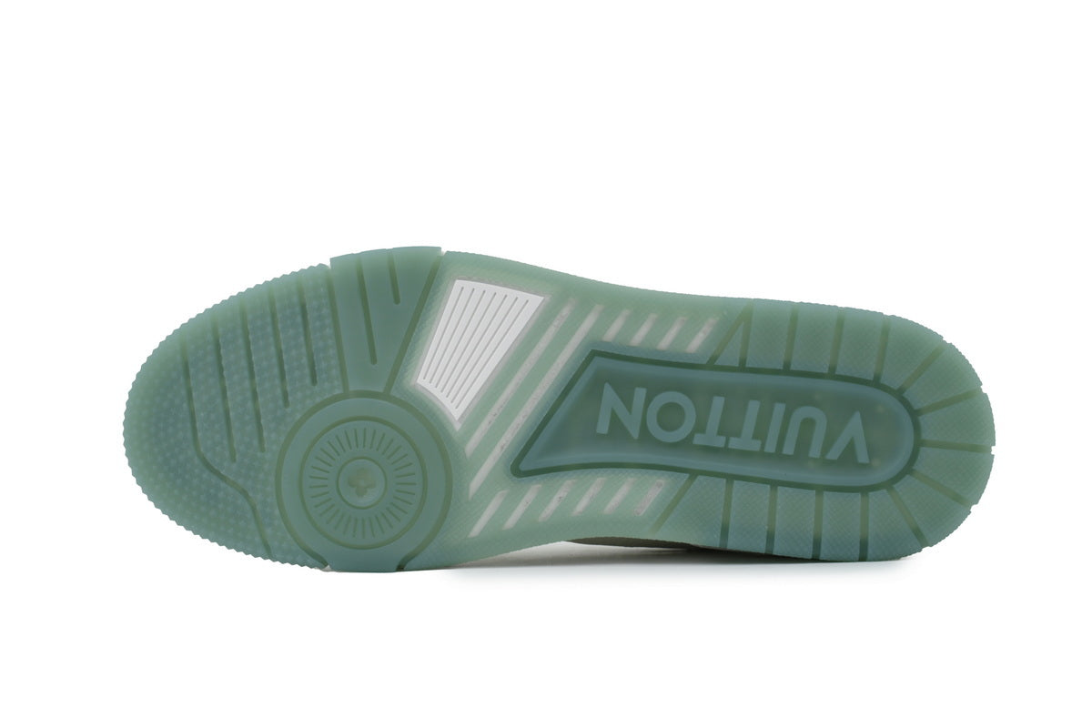 Louis Vuitton Trainer White Green Rivets